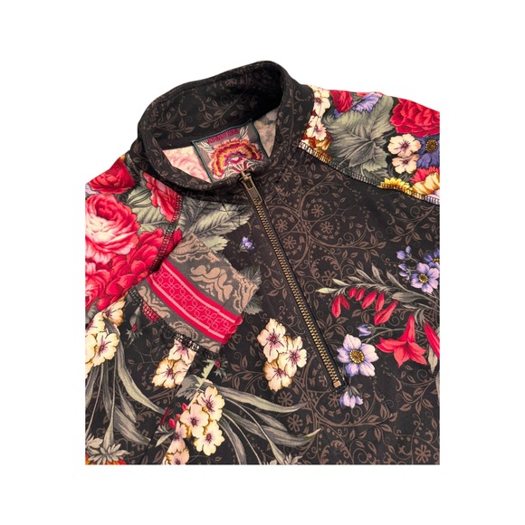 Johnny Was Tops - Johnny Was Women's Onyx Sistine Half Zip Cotton Floral Boho Pullover Size XS